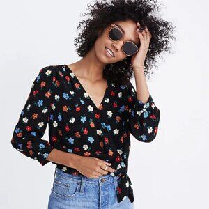 Madewell Floral Wrap Top in Pressed Flowers size XXS